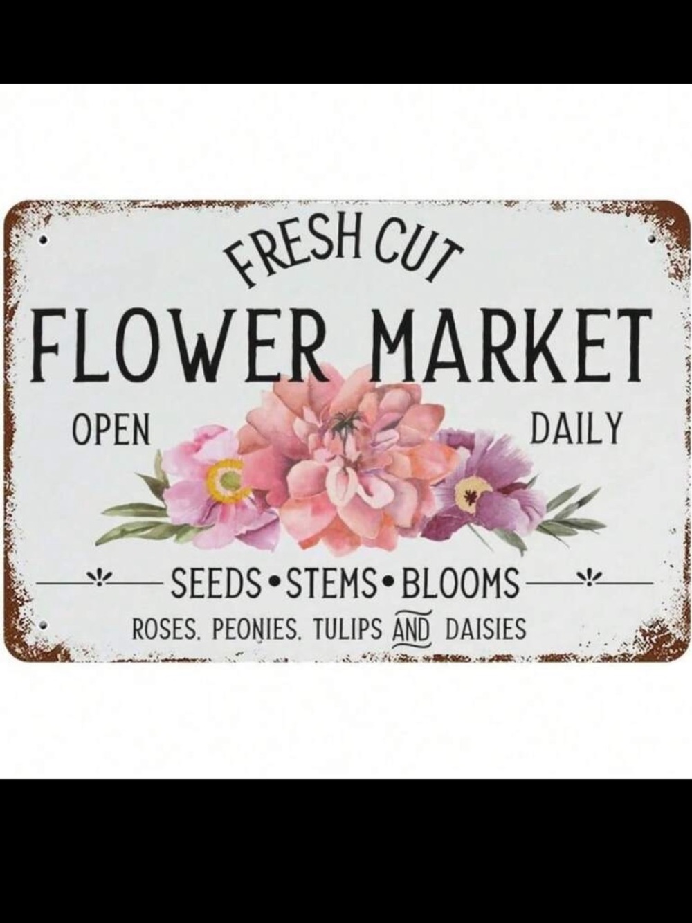 Vintage Fresh Cut Flower Market Floral Wall Decor NEW 🏷️